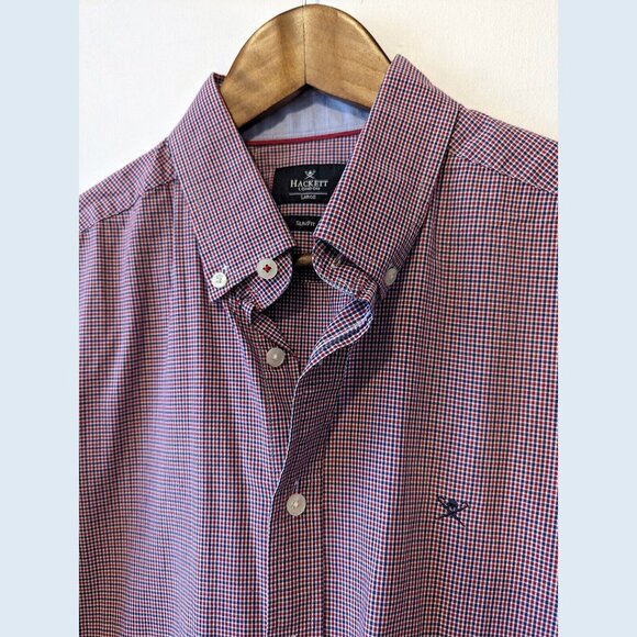 HACKETT - Red and Blue checkered shirt - Sz. L - 16 - Picture 2 of 8